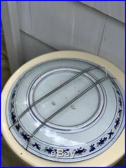 HUGE 18D Chinese Japanese Blue & White Porcelain Landscape Charger Plate Dish