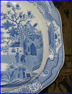 HUGE 19th Century Blue and White Chinese Motif Tree and Meat Well Platter 20