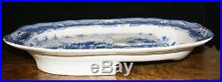 HUGE 19th Century Blue and White Chinese Motif Tree and Meat Well Platter 20