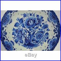 Hand Painted Blue & White Dutch Royal Delft Porceleyne Fles Plate Charger