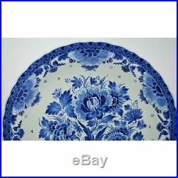 Hand Painted Blue & White Dutch Royal Delft Porceleyne Fles Plate Charger