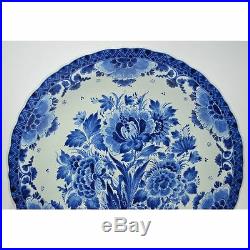 Hand Painted Blue & White Dutch Royal Delft Porceleyne Fles Plate Charger