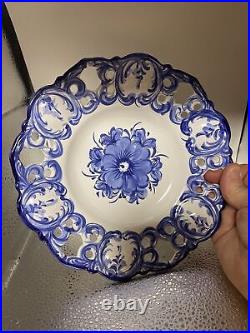 Hand Painted, Dishes, Portugal, Set 6, Vestal Alcobach, Blue, White