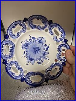 Hand Painted, Dishes, Portugal, Set 6, Vestal Alcobach, Blue, White