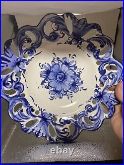Hand Painted, Dishes, Portugal, Set 6, Vestal Alcobach, Blue, White