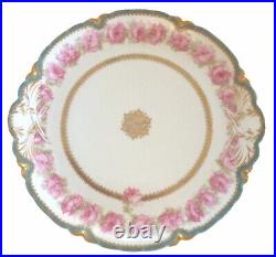 Haviland Drop Rose Pink Roses Blue Band Platter 12 Round Schleiger 55-5 READ