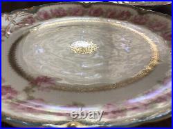 Haviland Drop Rose Pink Roses Blue Band Platter 12 Round Schleiger 55-5 READ