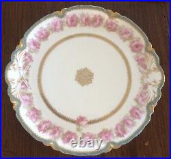 Haviland Drop Rose Pink Roses Blue Band Platter 12 Round Schleiger 55-5 READ