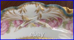 Haviland Drop Rose Pink Roses Blue Band Platter 12 Round Schleiger 55-5 READ