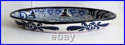 Hecho En Mexico Talavera Ulises Wall Plate Blue White Large Oval Serving Platter