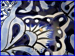 Hecho En Mexico Talavera Ulises Wall Plate Blue White Large Oval Serving Platter