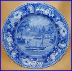 Henshall & Co Pearlware Blue & White Dam & Waterworks Philadelphia Plate C1820