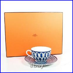 Hermes Bleus D'Ailleurs Tea Cup & Saucer Blue White Ceramic Coffee Plate Set