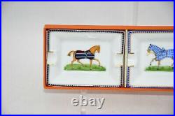 Hermes Mini Ashtray Set of 2 Horse blue wine red porcelain Change tray 051