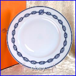 Hermes Paris Dessert Plate CHAINE D'ANCRE BLUE 22cm Porcelain Tableware withBox