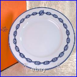 Hermes Paris Dessert Plate CHAINE D'ANCRE BLUE 22cm Porcelain Tableware withBox