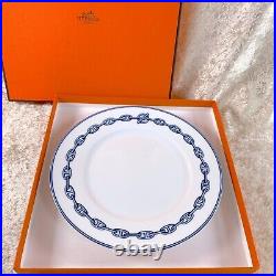 Hermes Paris Dessert Plate CHAINE D'ANCRE BLUE 22cm Porcelain Tableware withBox