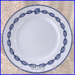 Hermes Paris Dessert Plate CHAINE D'ANCRE BLUE 22cm Porcelain Tableware withBox
