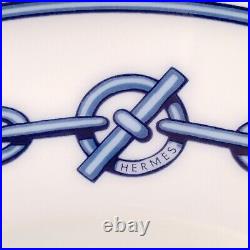 Hermes Paris Dessert Plate CHAINE D'ANCRE BLUE 22cm Porcelain Tableware withBox