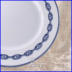 Hermes Paris Dessert Plate CHAINE D'ANCRE BLUE 22cm Porcelain Tableware withBox
