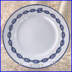 Hermes Paris Dessert Plate Chaine d'Ancre Blue Porcelain Tableware with Case