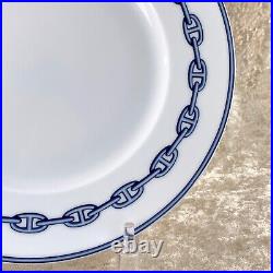 Hermes Paris Dessert Plate Chaine d'Ancre Blue Porcelain Tableware with Case