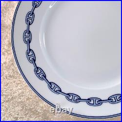 Hermes Paris Dessert Plate Chaine d'Ancre Blue Porcelain Tableware with Case