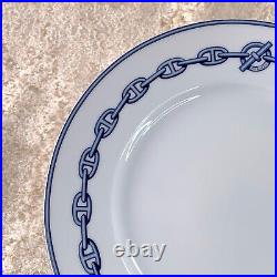 Hermes Paris Dessert Plate Chaine d'Ancre Blue Porcelain Tableware with Case