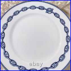 Hermes Paris Dessert Plate Chaine d'Ancre Blue Porcelain Tableware with Case