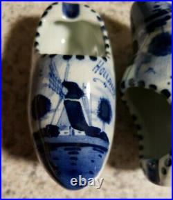 Holland Blue White Delft Windmill Ceramic Shoes 2.5 inches by 1 inch SIGNED #4