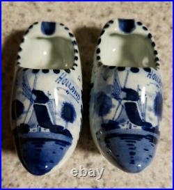 Holland Blue White Delft Windmill Ceramic Shoes 2.5 inches by 1 inch SIGNED #4