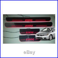 Honda Civic 06 11 LED Door Sill Cuff plate panel 4pcs RED, WHITE, BLUE