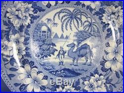 Htf 1837 Dromedary Camel 8 ¾ Blue & White Transfer Ware Plate Pountney & Goldney