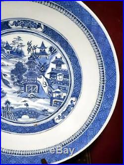 Huge Antique Chinese Export Nanking Blue White Porcelain Charger Plate 19th c