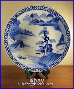 Huge Scenic Chinese Blue & White Porcelain Charger Plate Platter