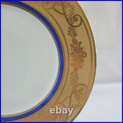 Hutschenreuther LHS 4 Dinner Plates Cobalt Heavy Gold Encrusted Rim Selb Bavaria