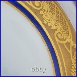 Hutschenreuther LHS 4 Dinner Plates Cobalt Heavy Gold Encrusted Rim Selb Bavaria