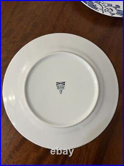 IKEA Promenad Dinner Plates Set of 6 White & Blue Discontinued Design