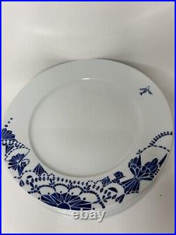Ikea PROMENAD Set of 8 Blue White Dinner Plates Flying Fish Bird Floral Turkey