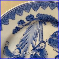 Imperial Chinese Porcelain Blue White Plate Guangxu Mark Period 19th Immortal