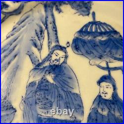 Imperial Chinese Porcelain Blue White Plate Guangxu Mark Period 19th Immortal