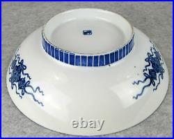 Important SIGNED Antique Japanese Blue White Scene Porcelain Imari CHARGER Plate