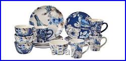 Indigold 16-Piece Dinnerware Set, Blue, White, Dinner, Salad Plate, Mugs, Bowls