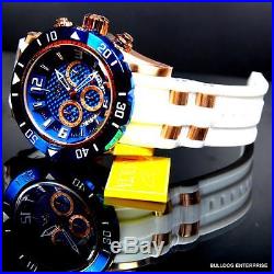 Invicta Pro Diver III 50mm Chronograph 18kt Rose Gold Plate Blue White Watch New