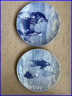 Israels Pair Of Blue & White Chargers Decorative Plates Signed