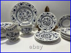 JG Meakin Blue Nordic Blue Onion Dinner Plates, Bowls, Cups, ENGLAND Lot of 26
