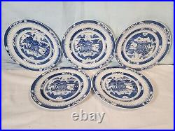 JINGDEZHEN Vintage Canton-Style Blue & White Dinner Plates, Set of 5 NICE