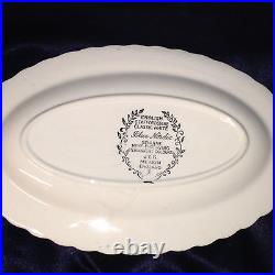 J & G Meakin Blue Nordic Oval Relish Gravy Under Plate 8 1/2 Blue Onion Swirl