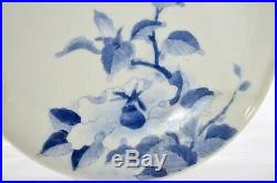 Japanese Blue & White Hirado Nabeshima Style Porcelain Plate Butterfly Flower