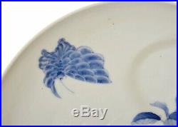 Japanese Blue & White Hirado Nabeshima Style Porcelain Plate Butterfly Flower